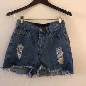 High waisted jean shorts